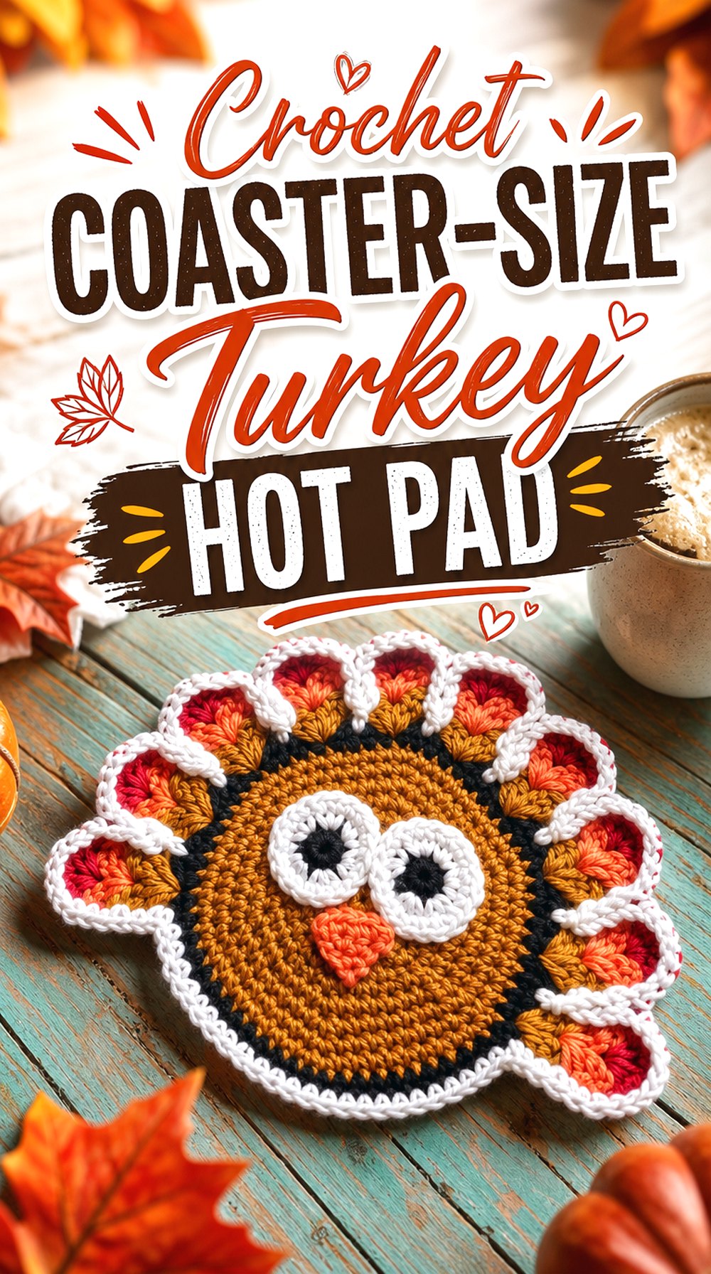 Crochet Coaster Size Turkey Hot Pad
