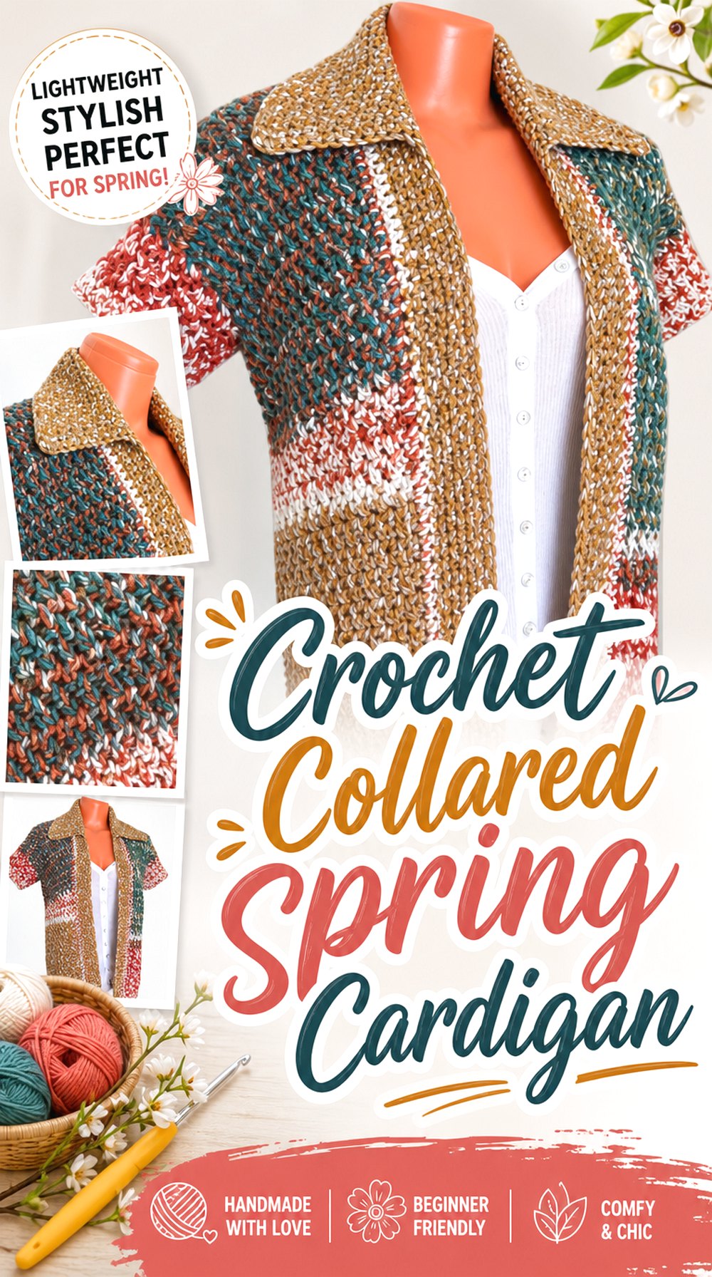 Crochet Collared Spring Cardigan