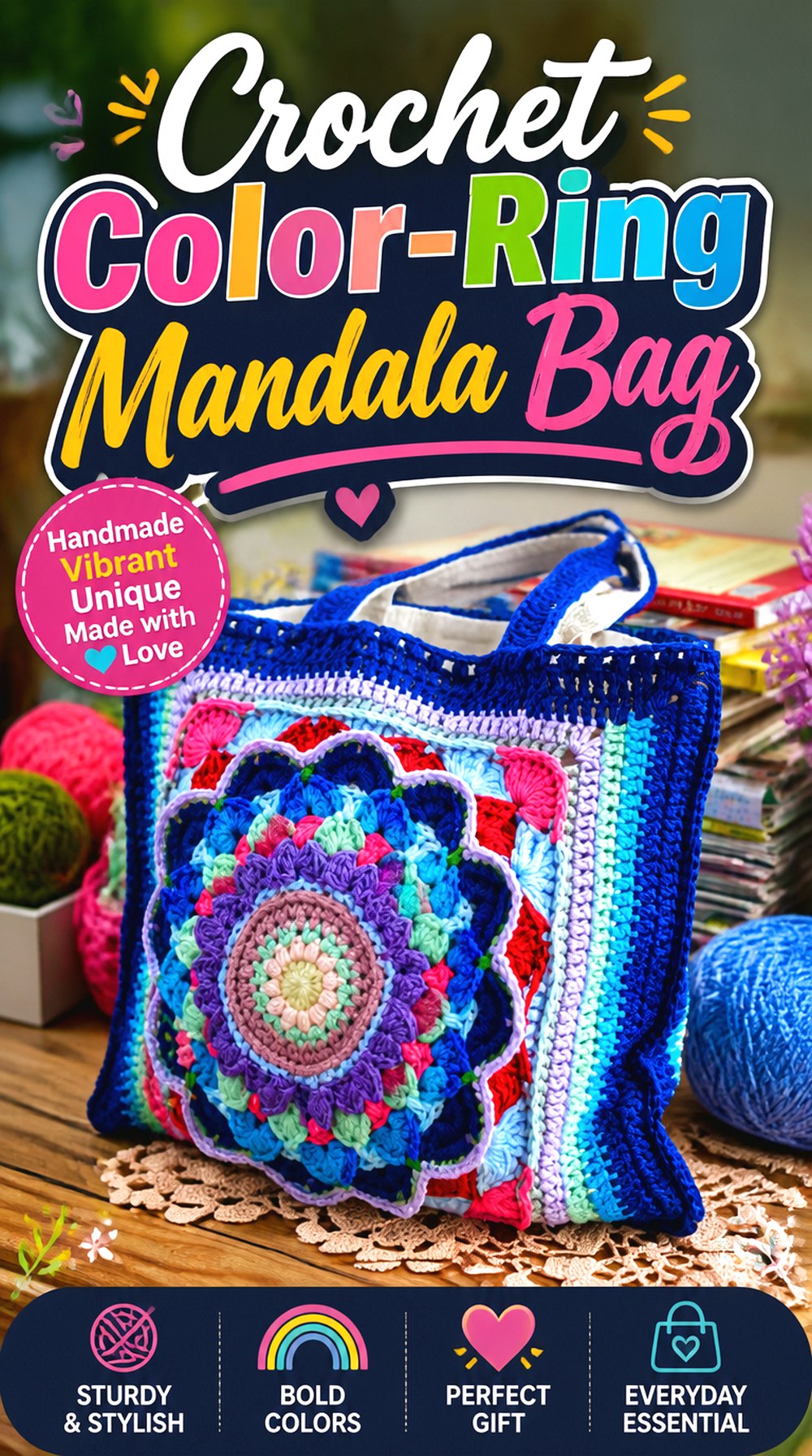 Crochet Color Ring Mandala Bag