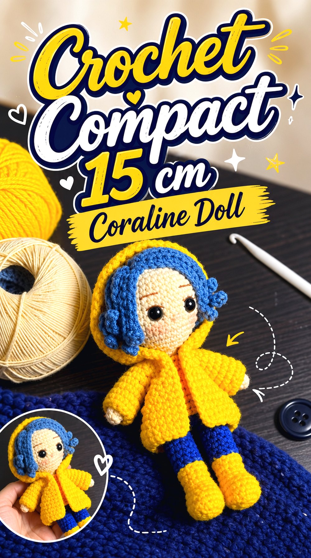 Crochet Compact cm Coraline Doll