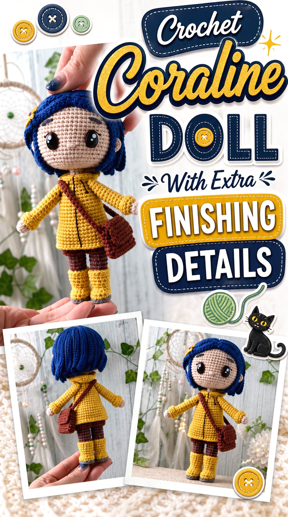 Crochet Coraline Doll With Extra Finishing Details