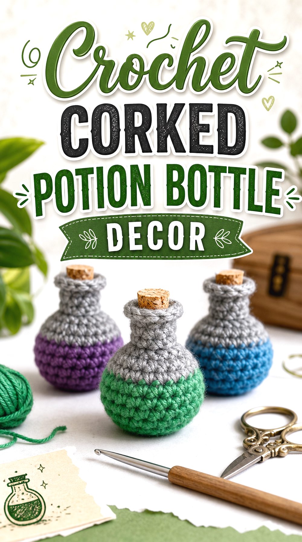 Crochet Corked Potion Bottle Decor