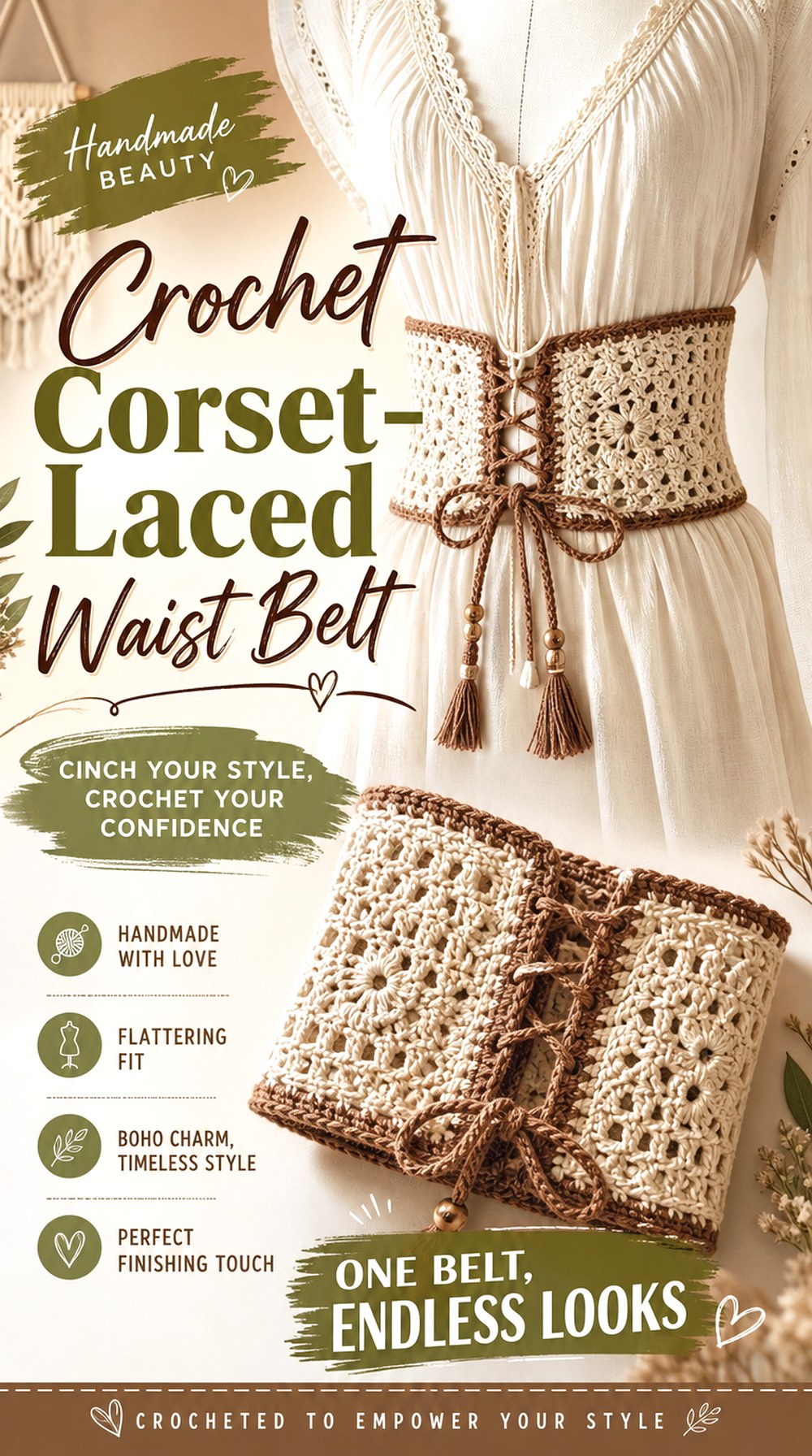 Crochet Corset Laced Waist Belt