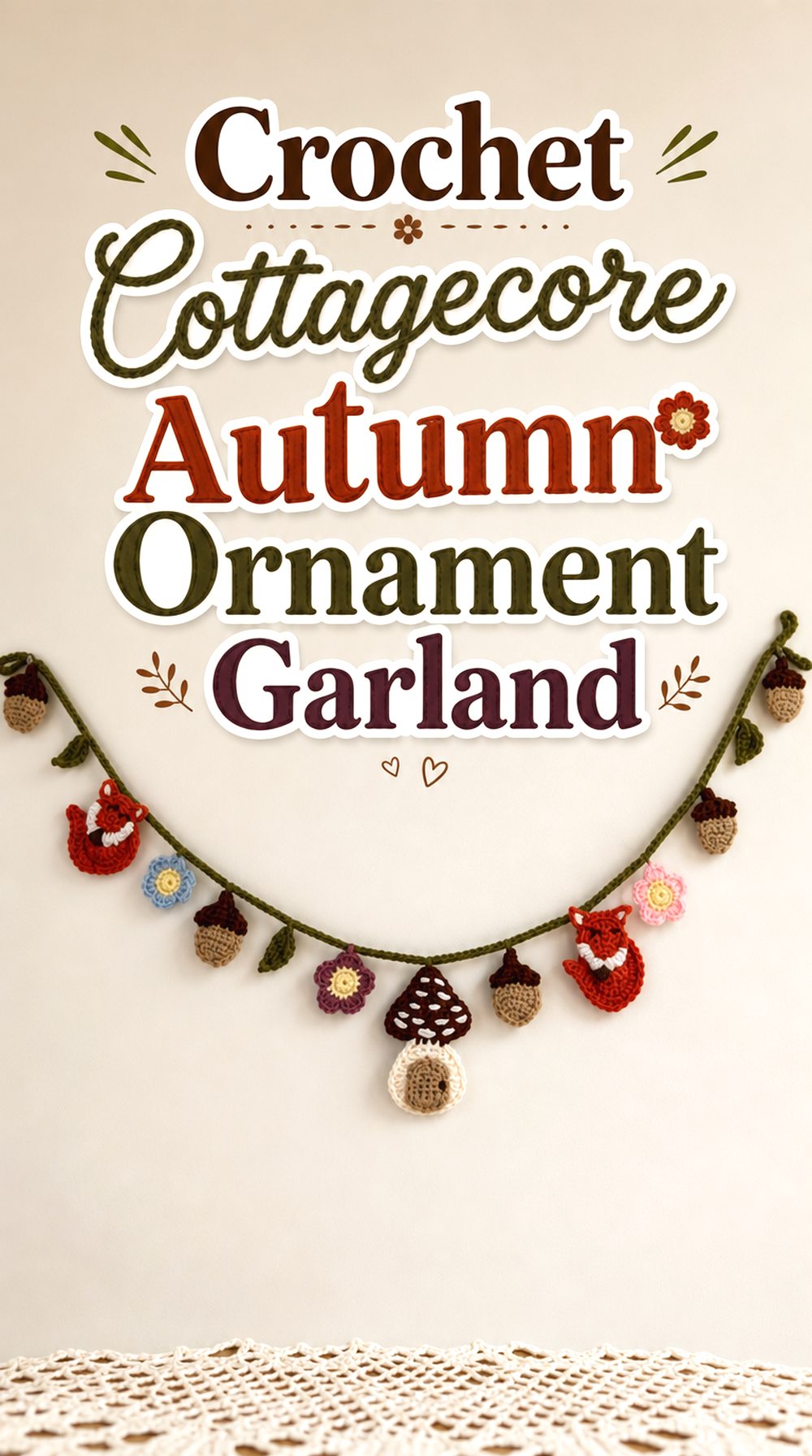 Crochet Cottagecore Autumn Ornament Garland