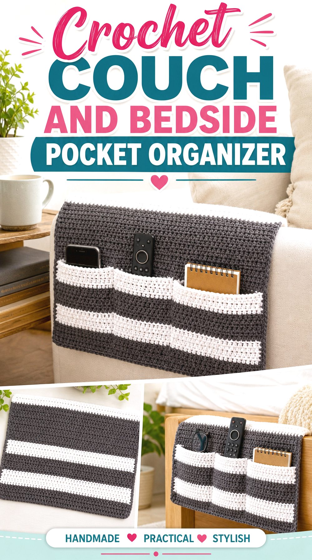 Crochet Couch and Bedside Pocket Organizer
