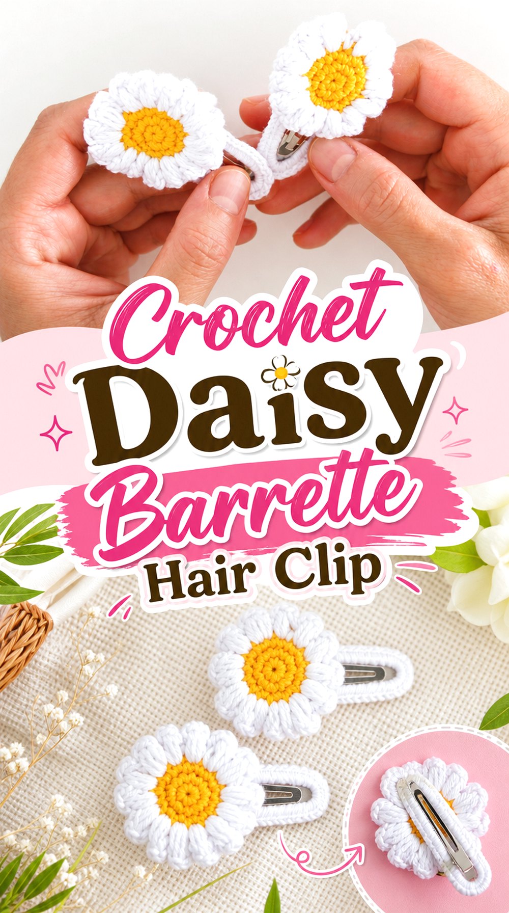Crochet Daisy Barrette Hair Clip