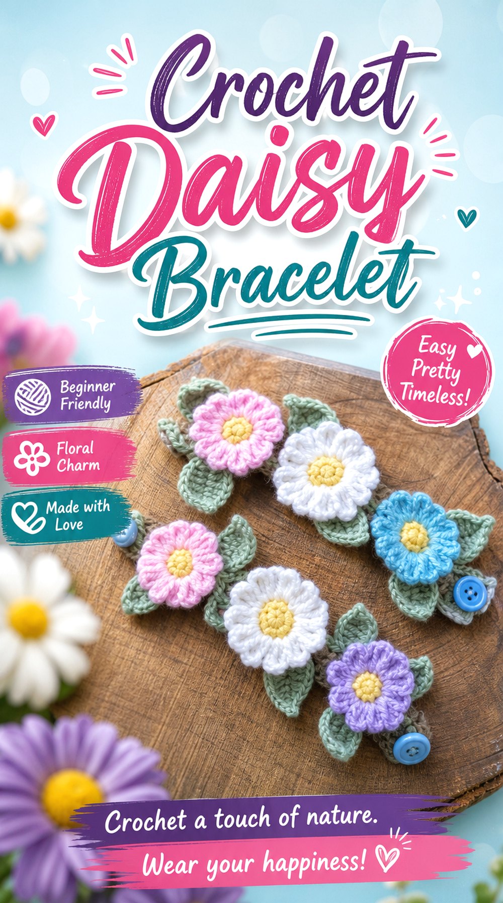 Crochet Daisy Bracelet