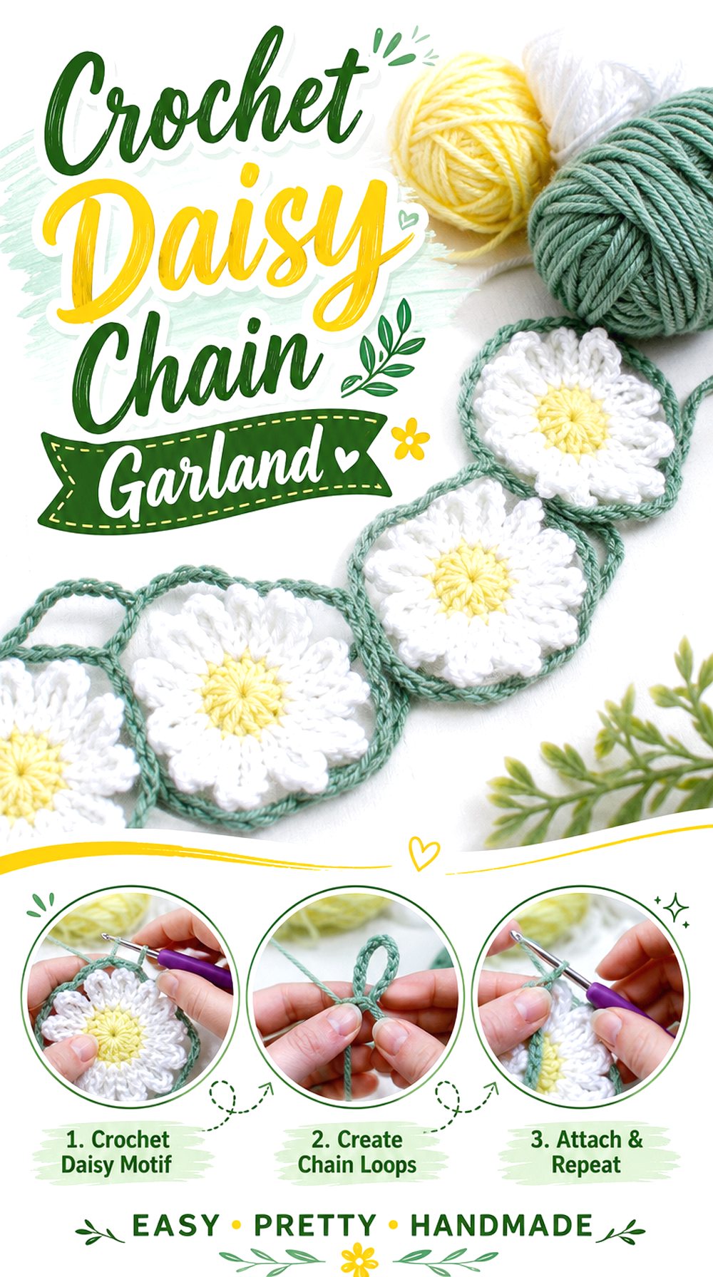 Crochet Daisy Chain Garland