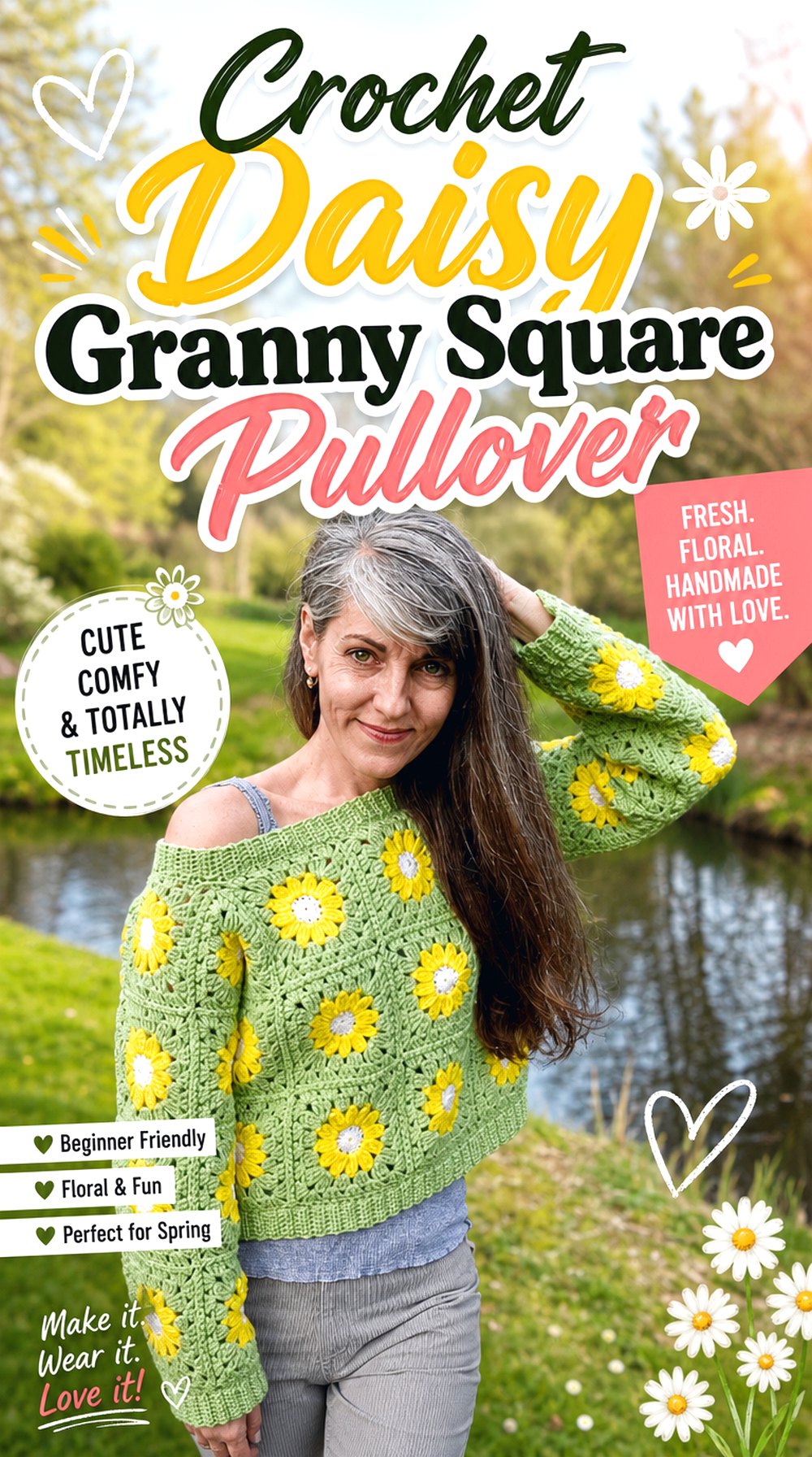Crochet Daisy Granny Square Pullover