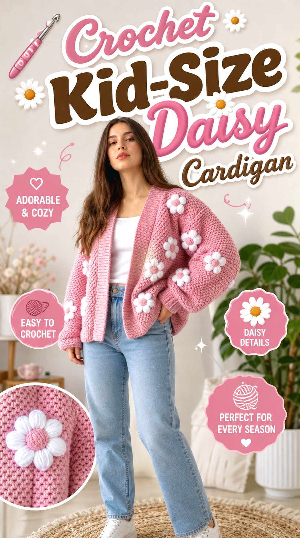Crochet Daisy Motif Cardigan