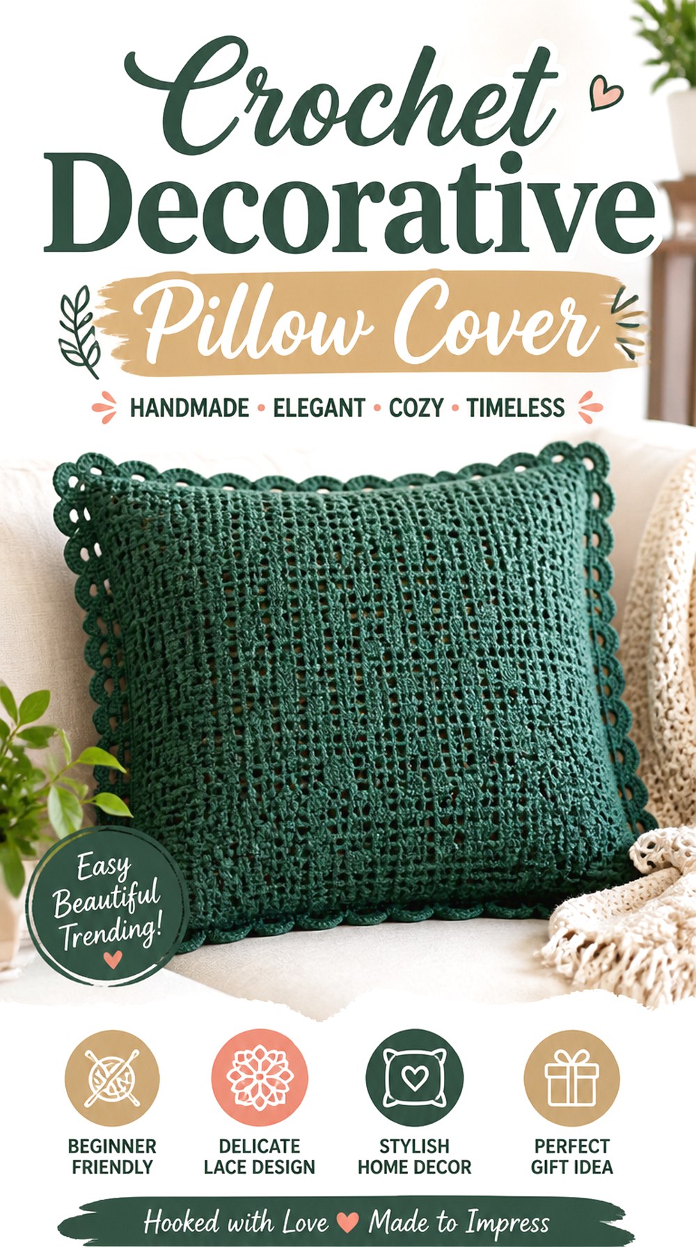 Crochet Decorative Pillow Cover