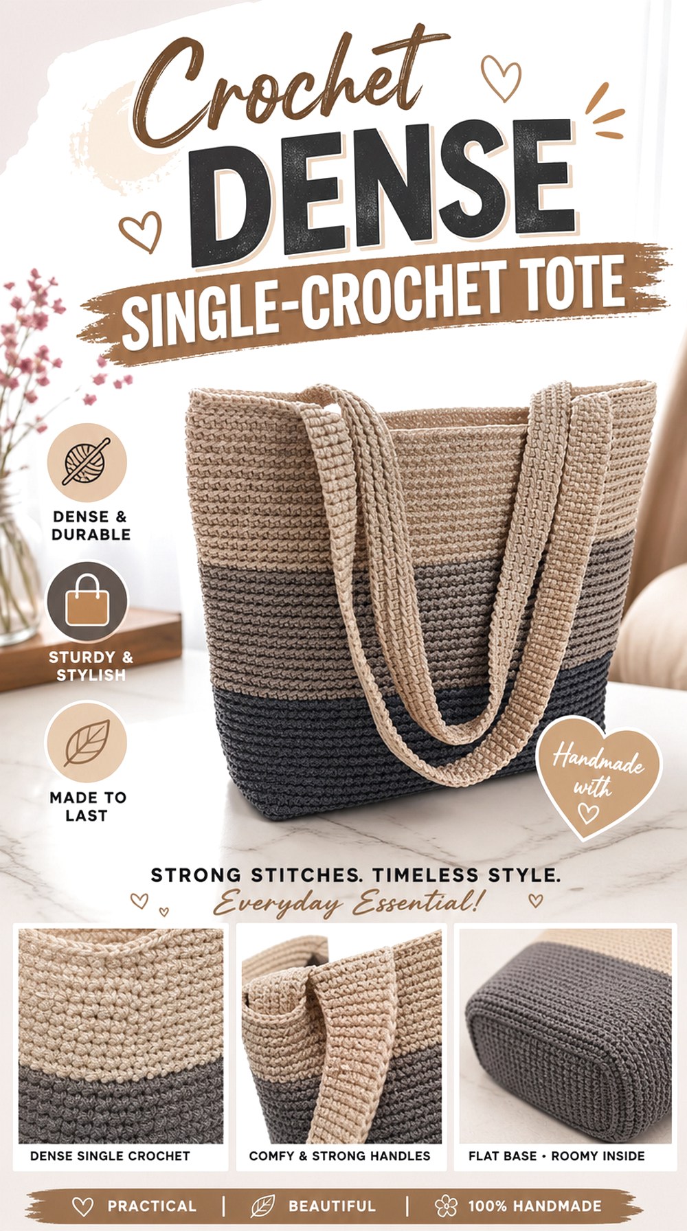 Crochet Dense Single Crochet Tote