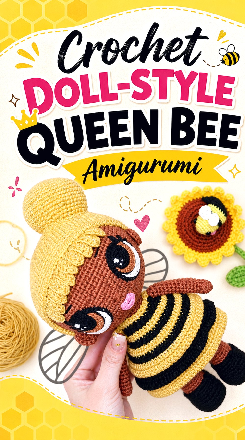 Crochet Doll Style Queen Bee Amigurumi