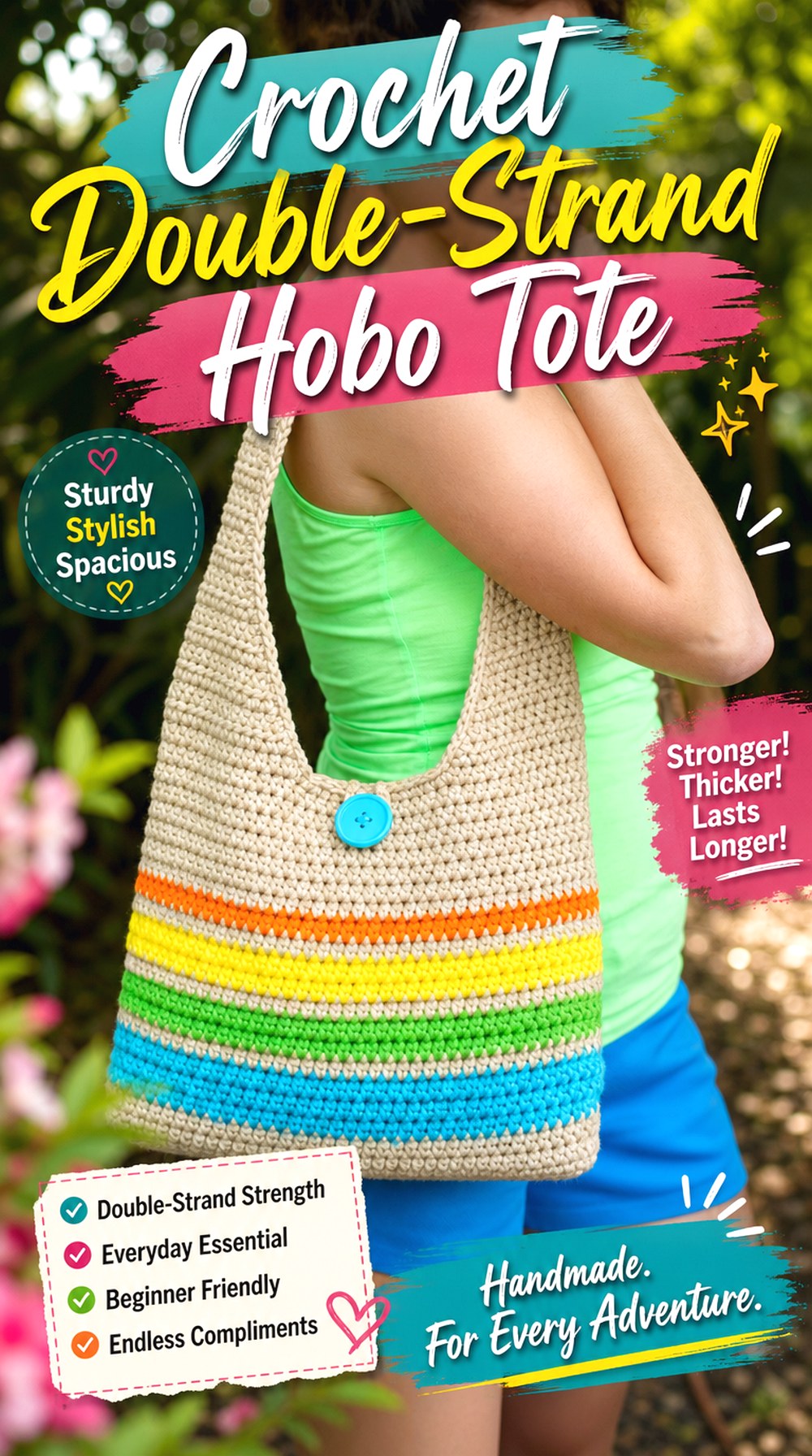 Crochet Double Strand Hobo Tote