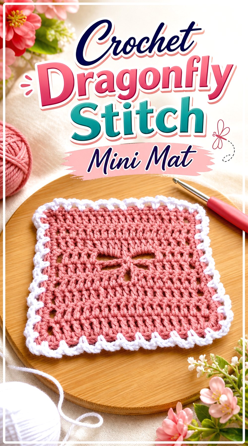 Crochet Dragonfly Stitch Mini Mat
