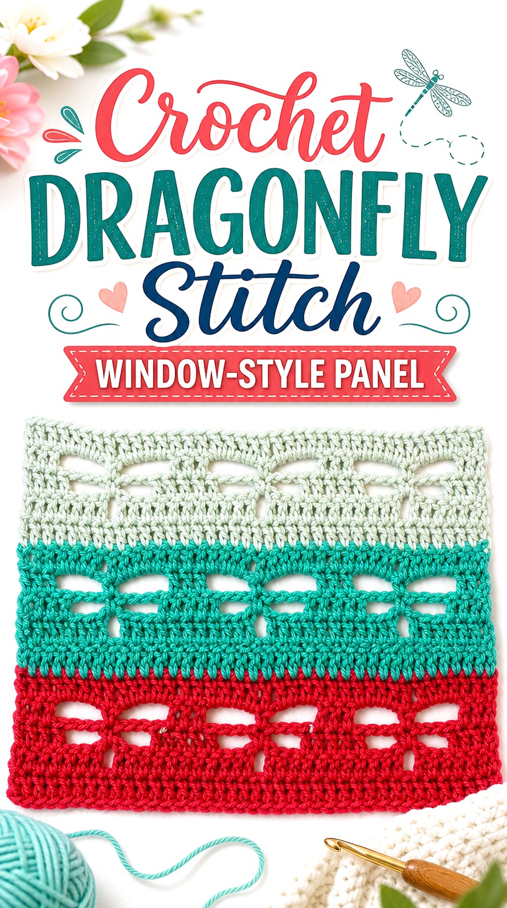 Crochet Dragonfly Stitch Window Style Panel