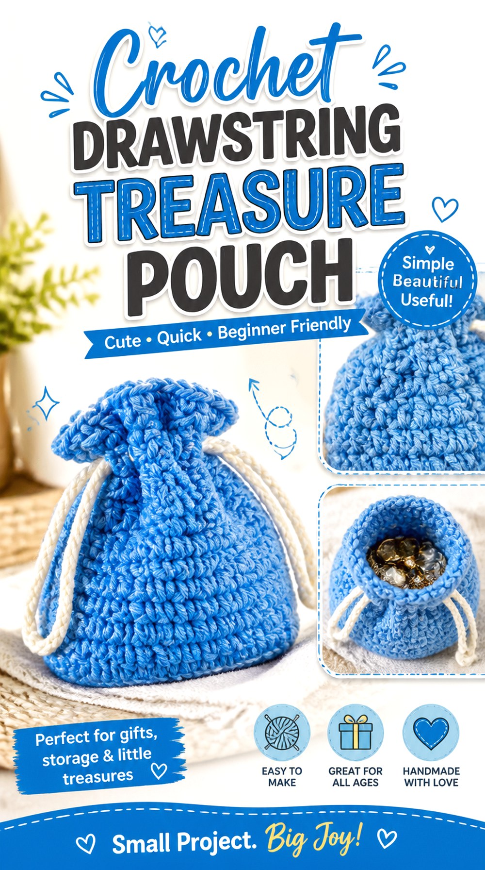 Crochet Drawstring Treasure Pouch