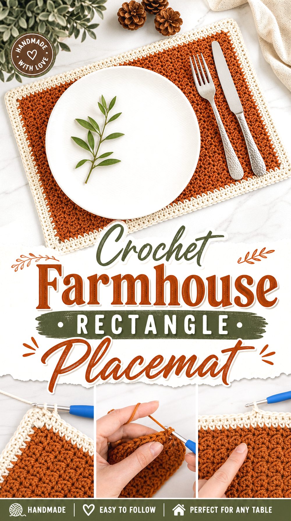 Crochet Farmhouse Rectangle Placemat