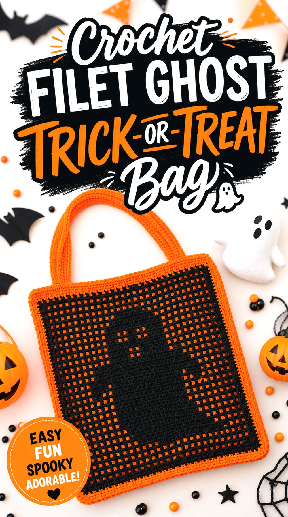 Crochet Filet Ghost Trick or Treat Bag