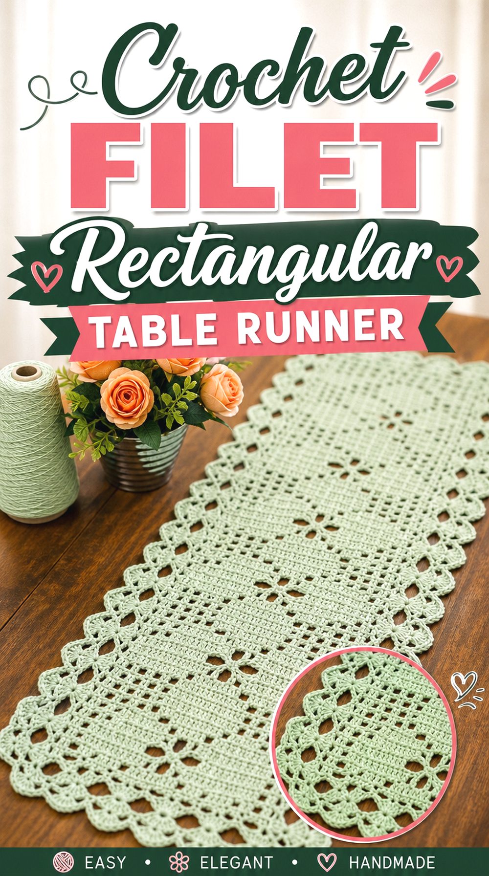 Crochet Filet Rectangular Table Runner