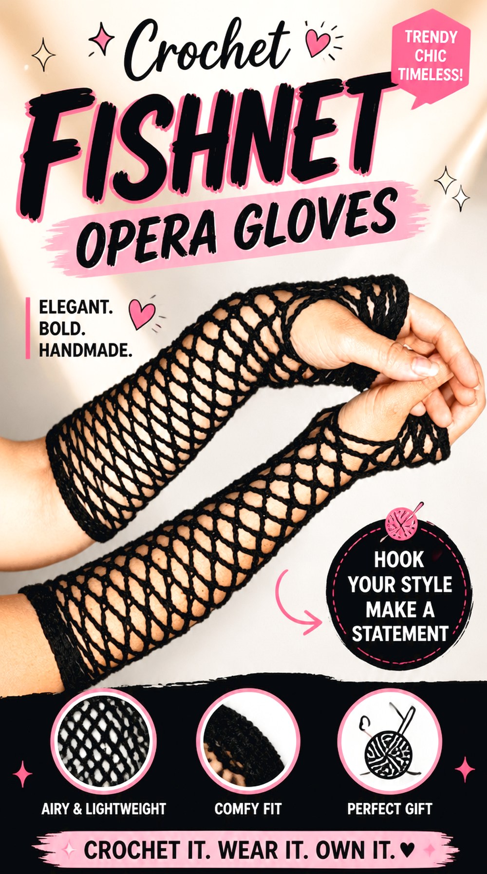 Crochet Fishnet Opera Gloves