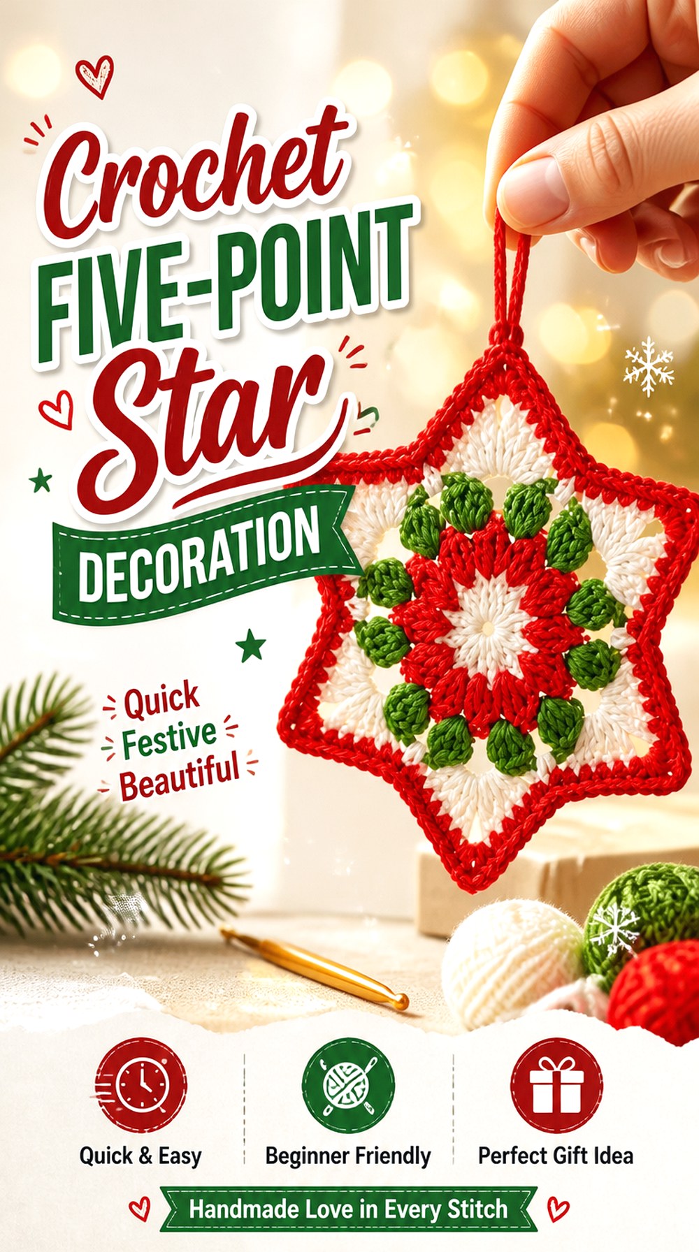 Crochet Five Point Star Decoration