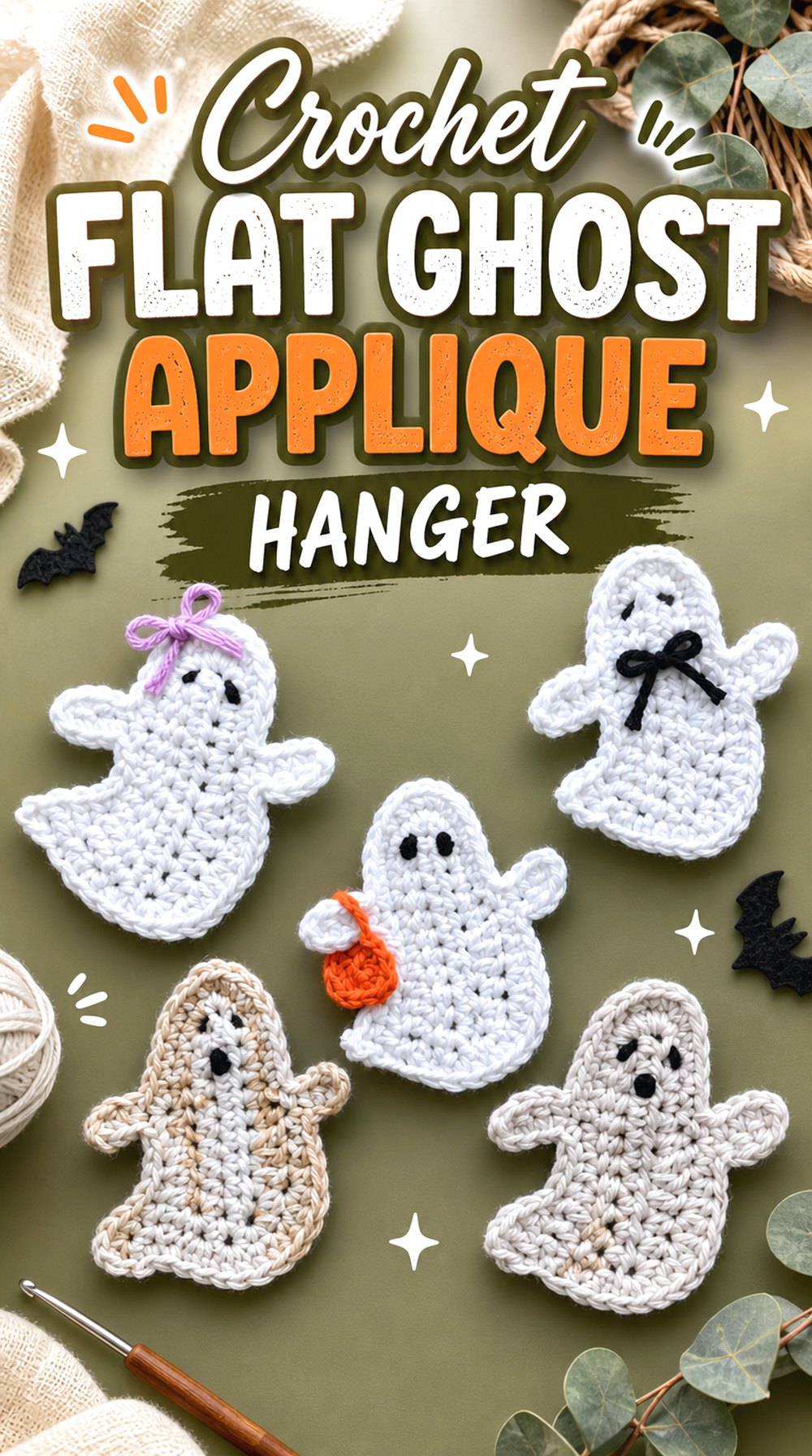 Crochet Flat Ghost Applique Hanger