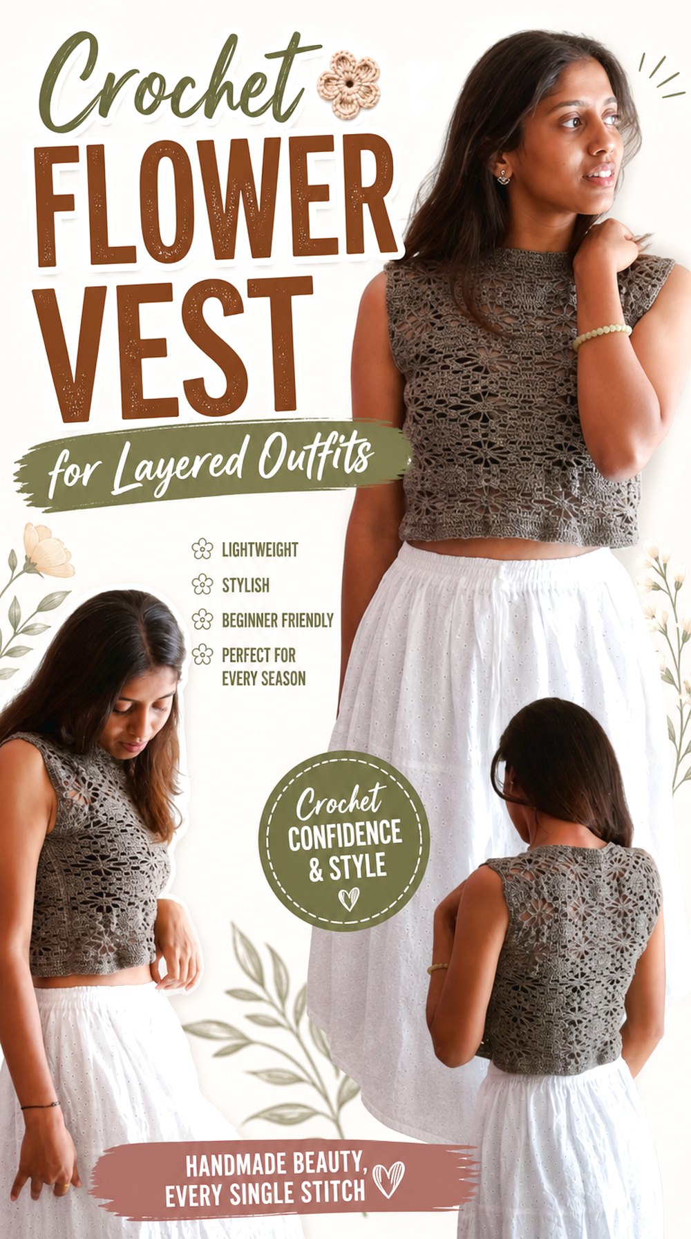 Crochet Flower Vest for Layered Outfits