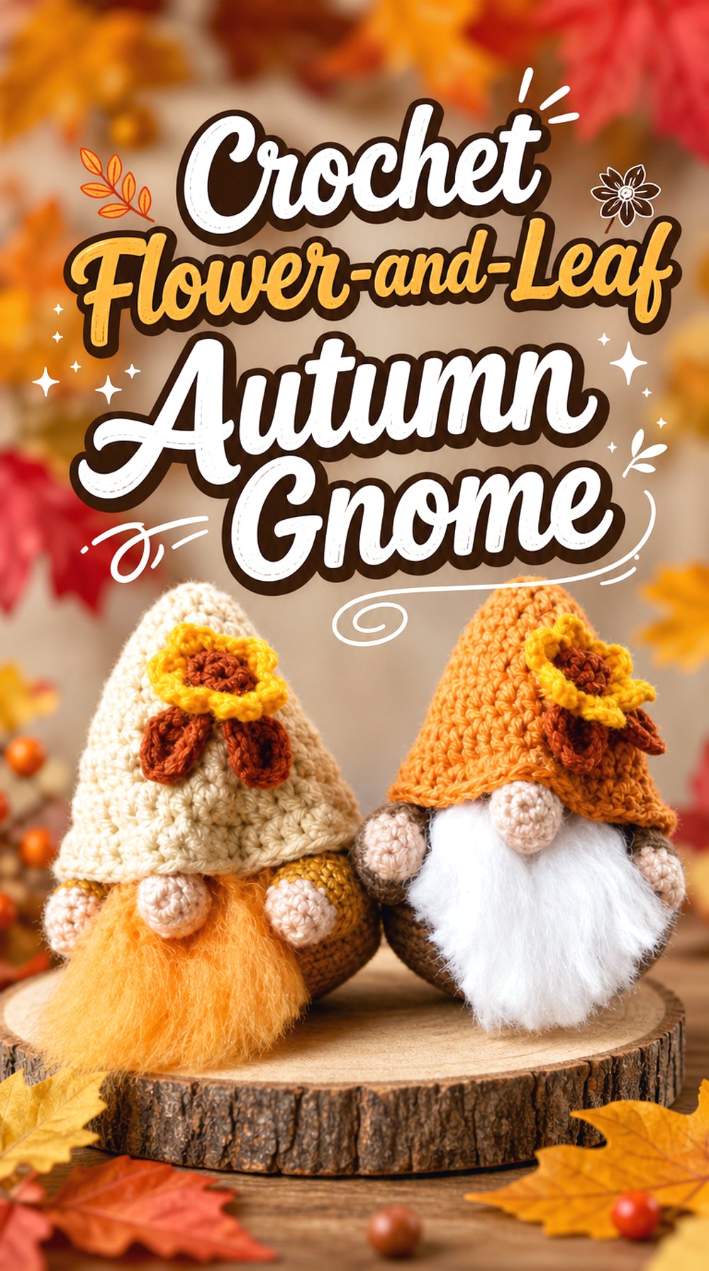 Crochet Flower and Leaf Autumn Gnome