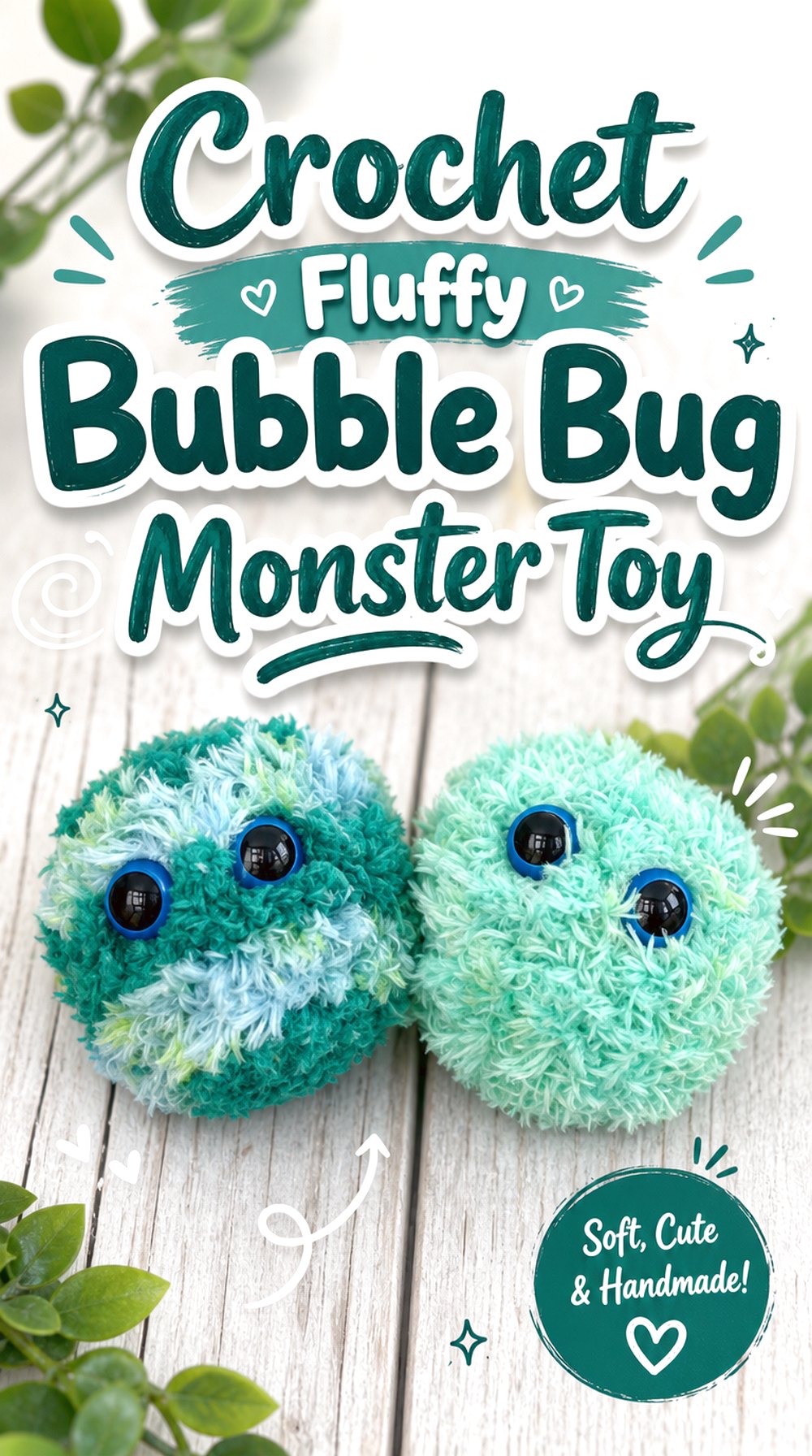 Crochet Fluffy Bubble Bug Monster Toy