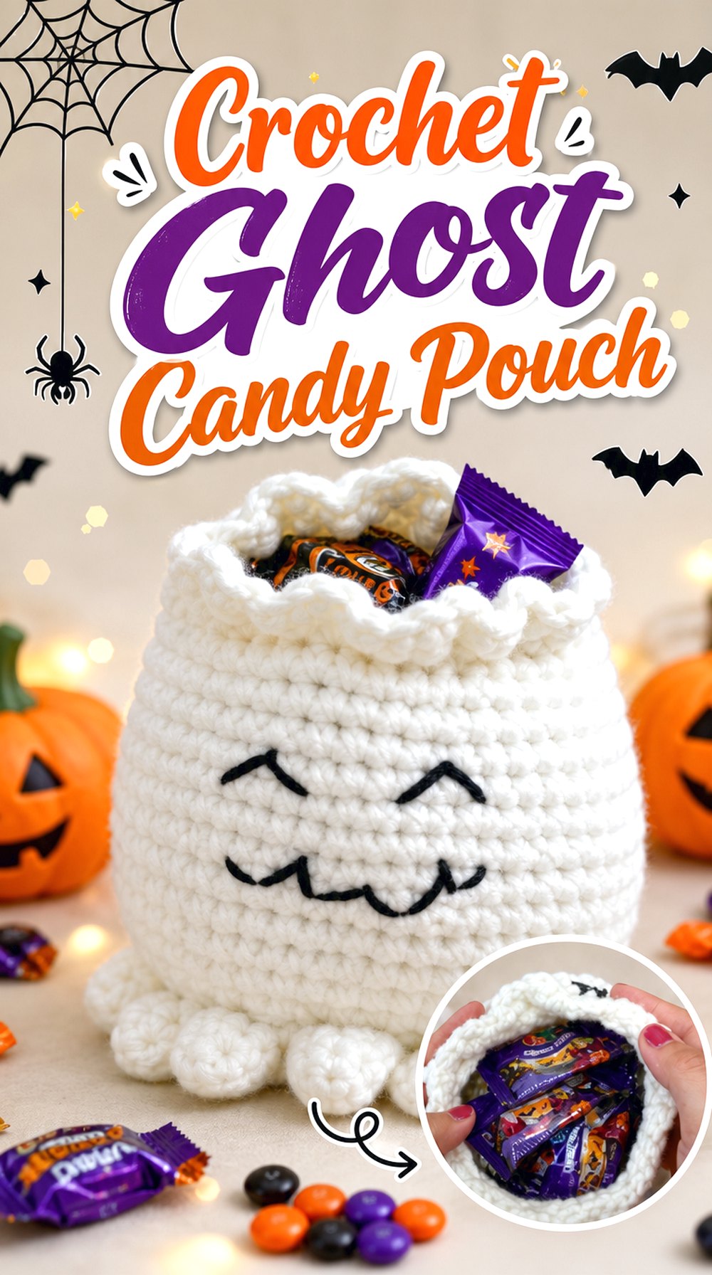 Crochet Ghost Candy Pouch