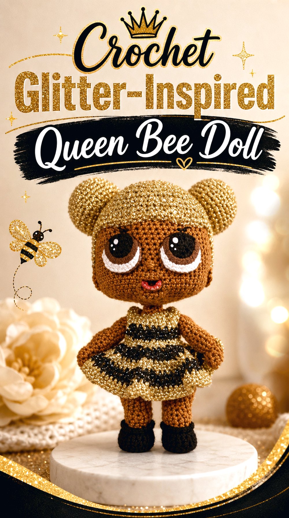 Crochet Glitter Inspired Queen Bee Doll