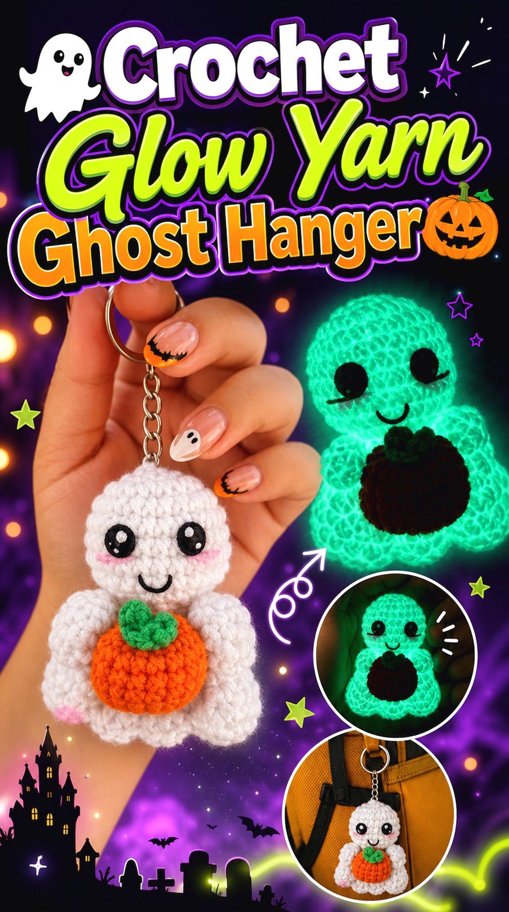 Crochet Glow Yarn Ghost Hanger