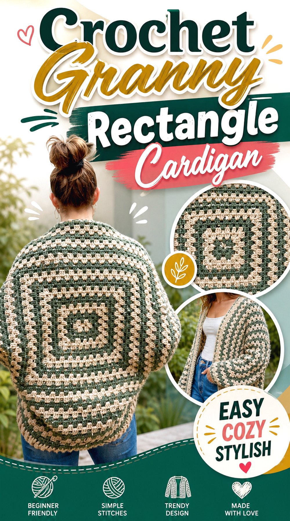 Crochet Granny Rectangle Cardigan