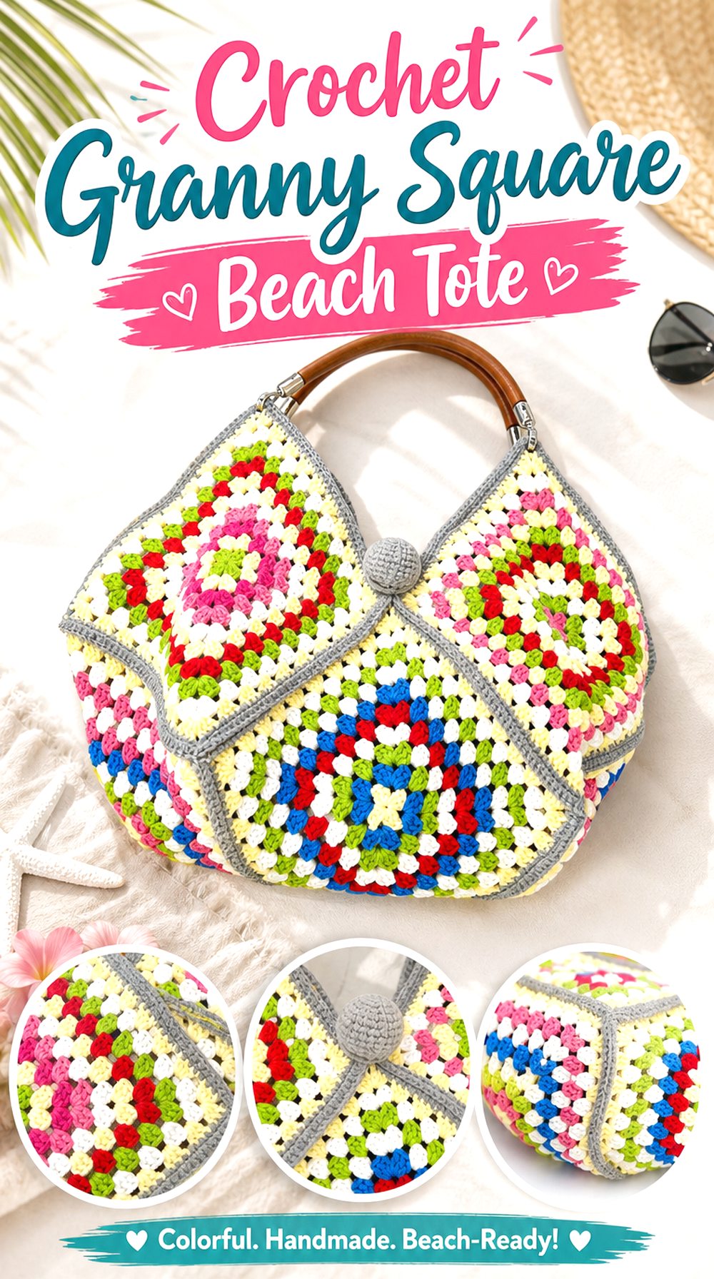 Crochet Granny Square Beach Tote