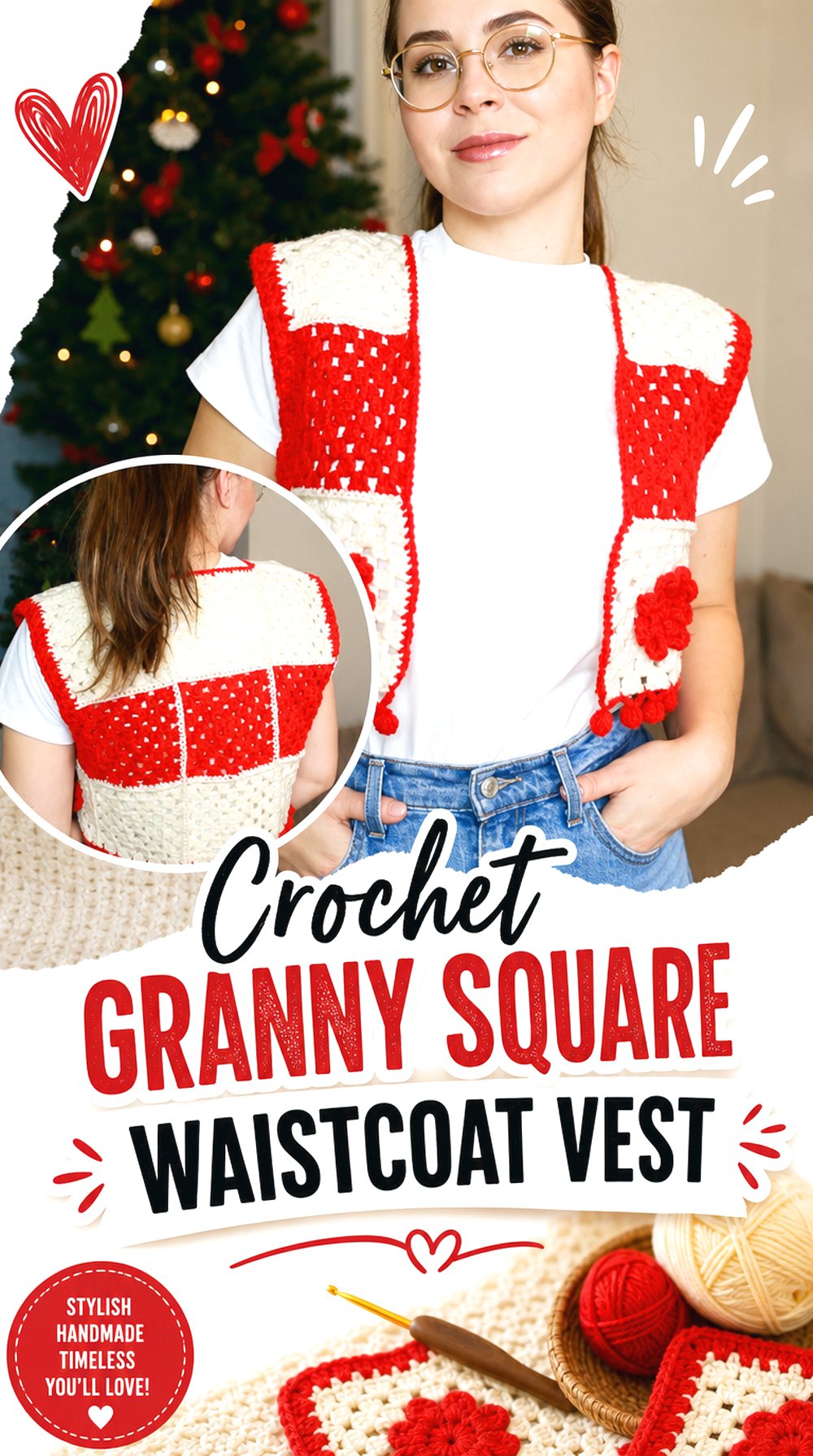 Crochet Granny Square Waistcoat Vest