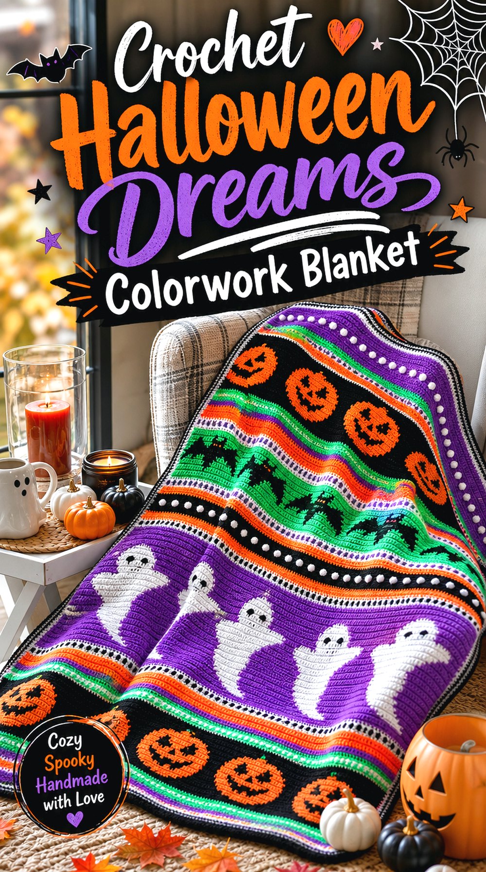 Crochet Halloween Dreams Colorwork Blanket