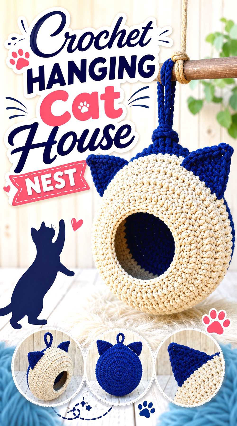 Crochet Hanging Cat House Nest