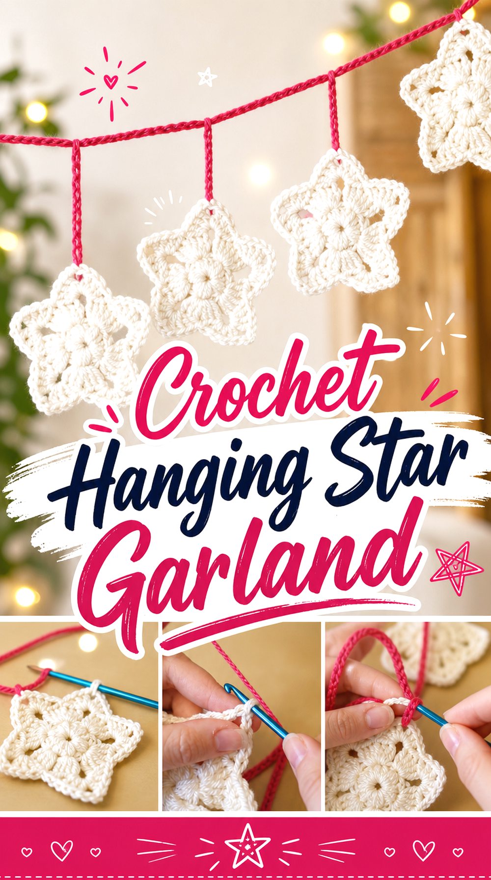 Crochet Hanging Star Garland