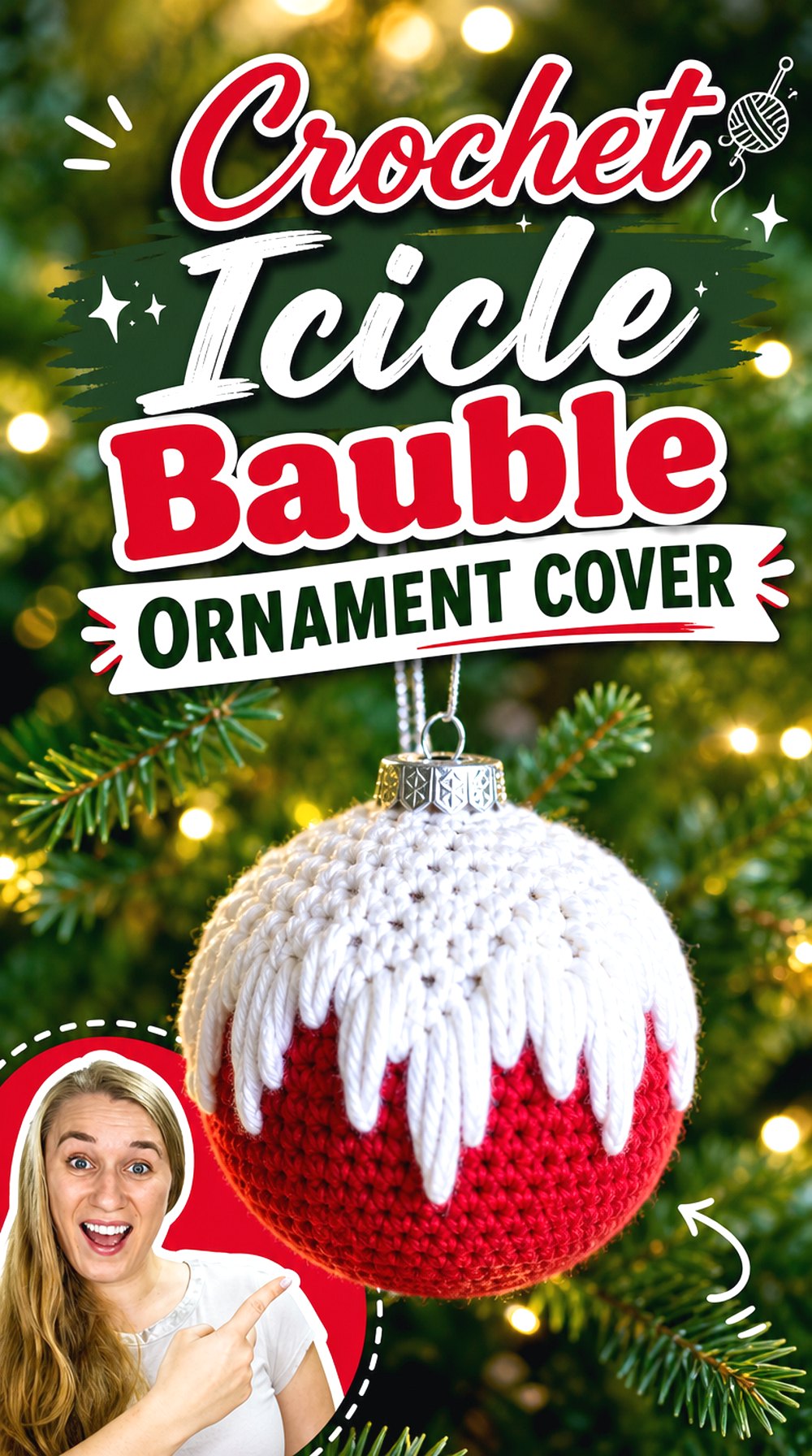 Crochet Icicle Bauble Ornament Cover