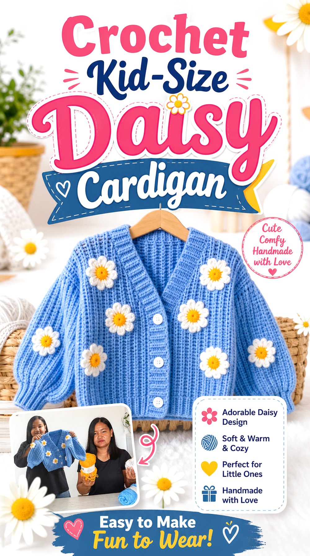 Crochet Kid Size Daisy Cardigan