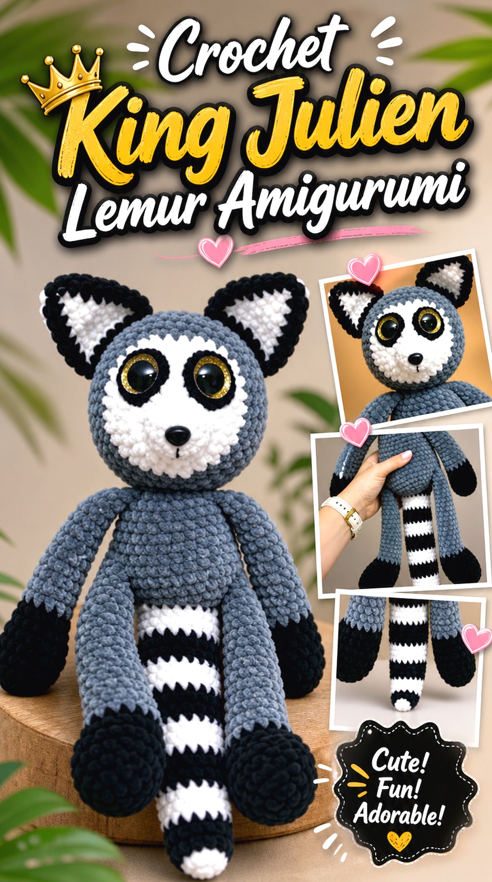 Crochet King Julien Lemur Amigurumi