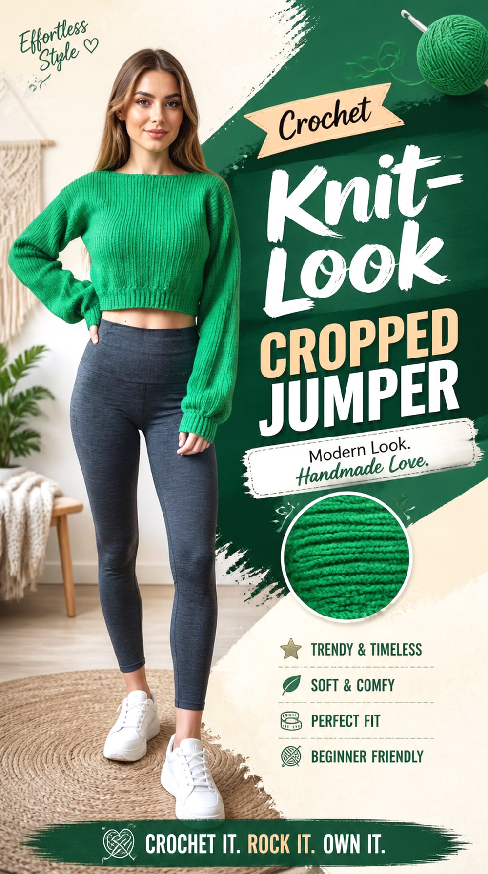 Crochet Knit Look Cropped Jumper