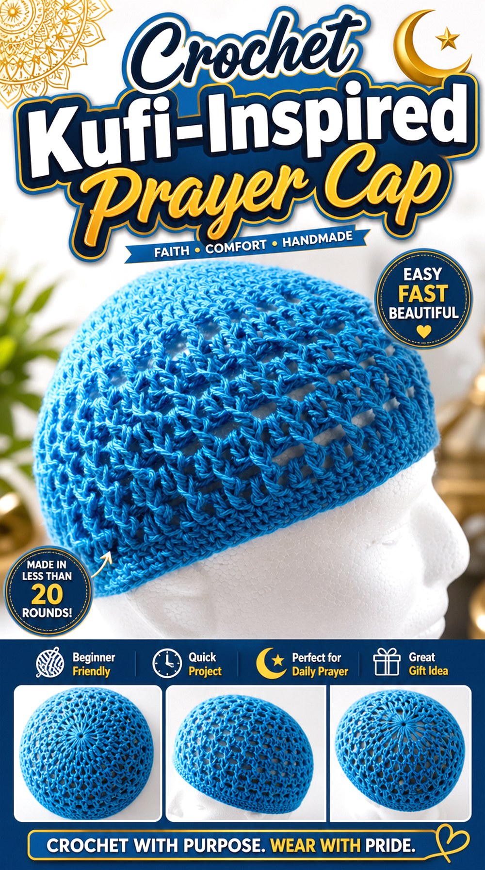 Crochet Kufi Inspired Prayer Cap