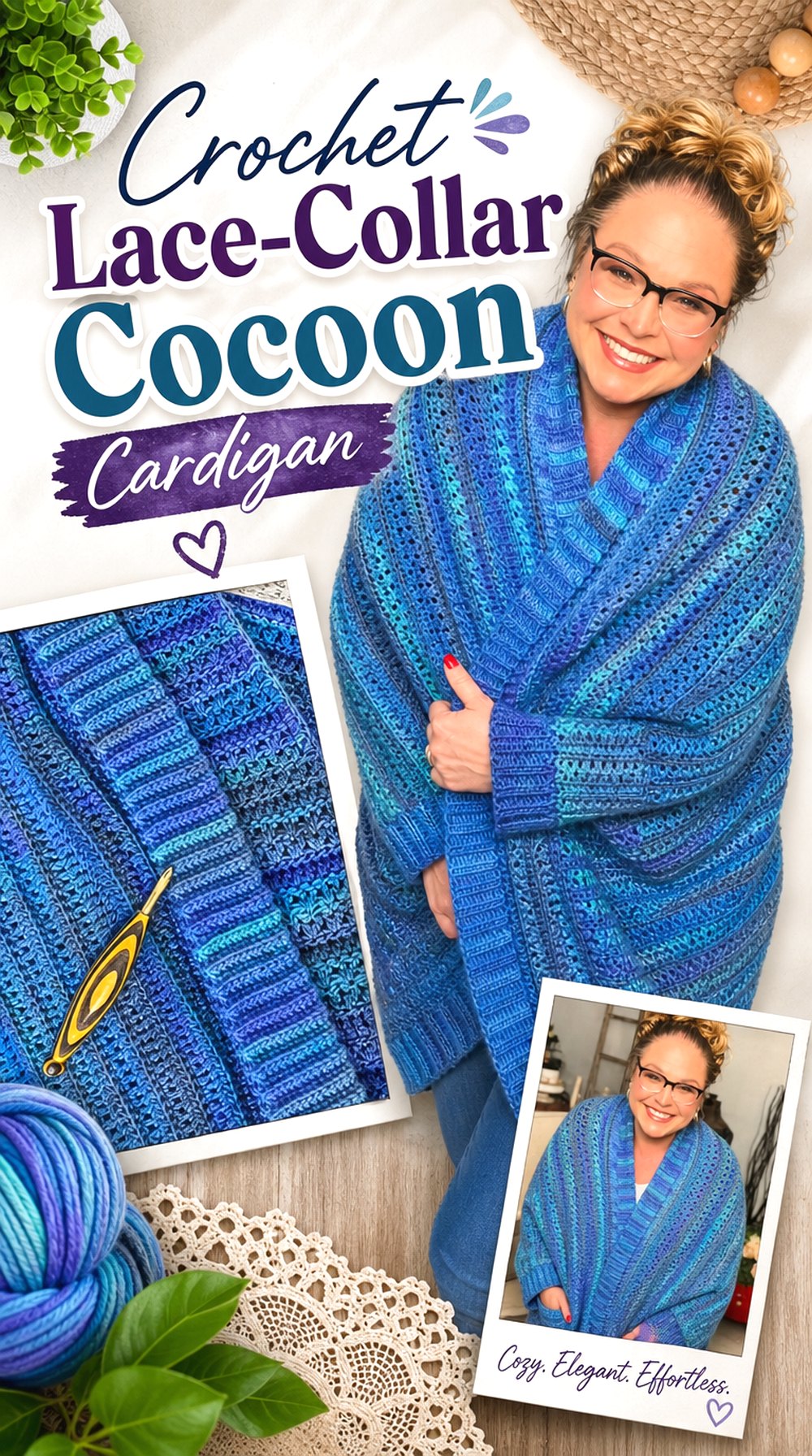 Crochet Lace Collar Cocoon Cardigan