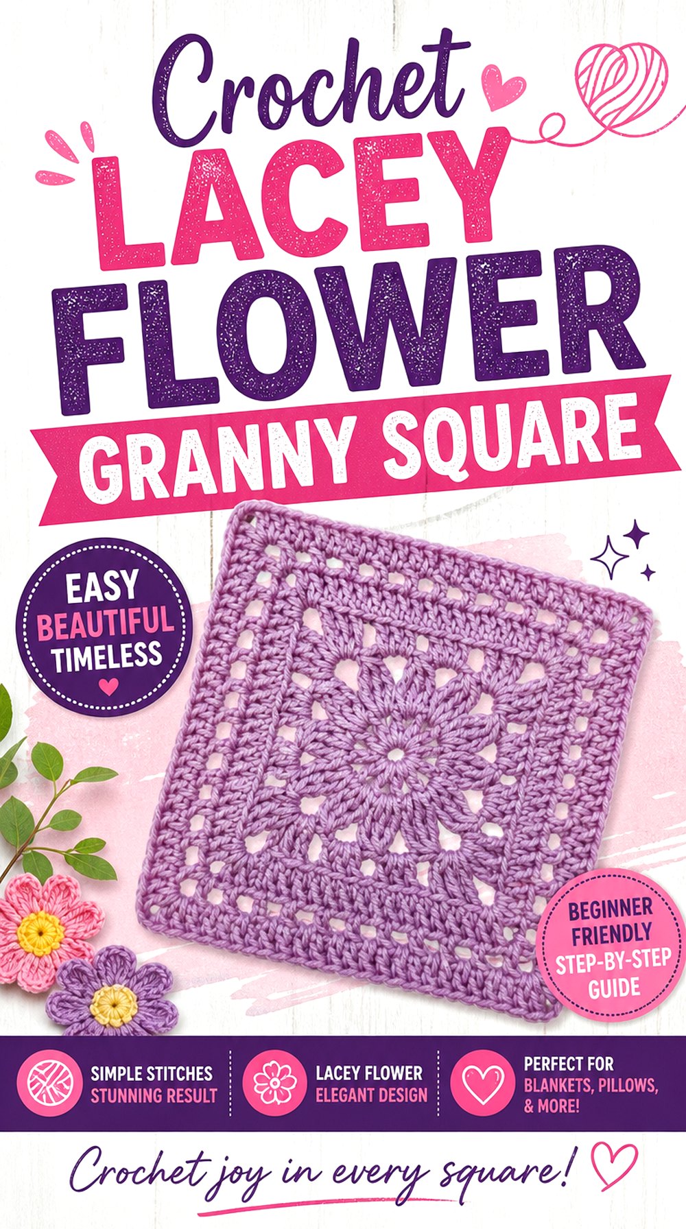 Crochet Lacey Flower Granny Square