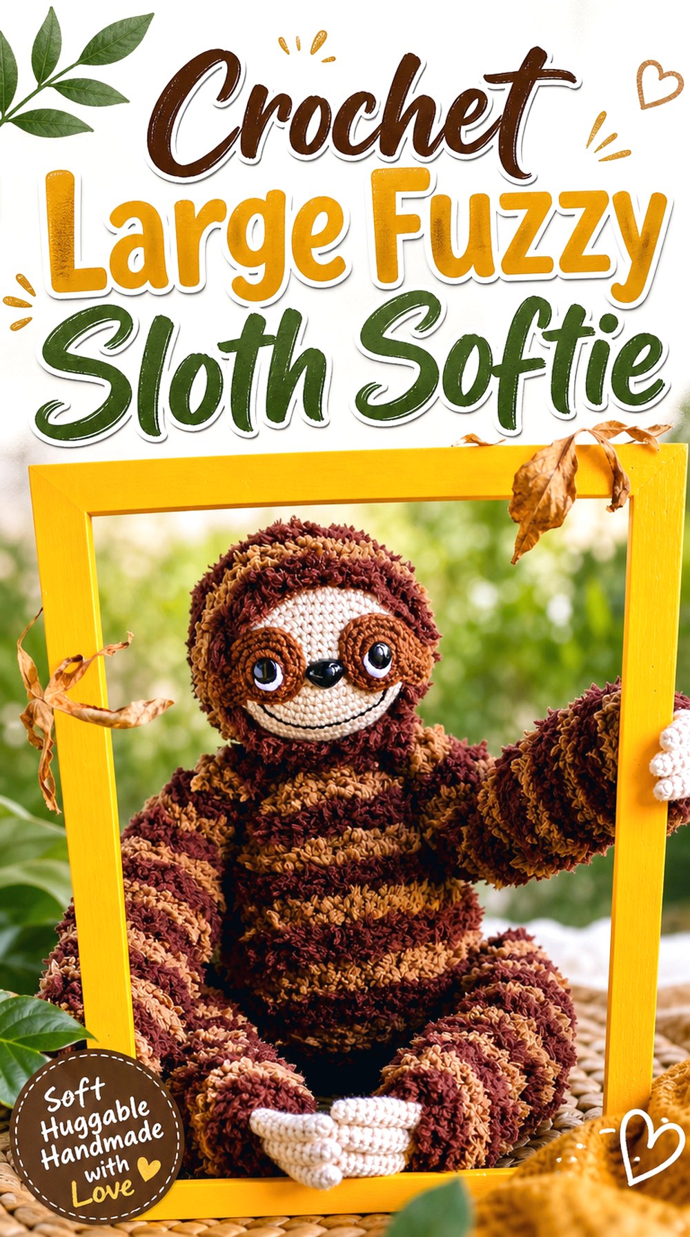 Crochet Large Fuzzy Sloth Softie