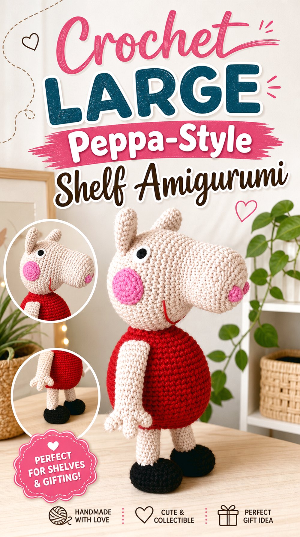 Crochet Large Peppa Style Shelf Amigurumi