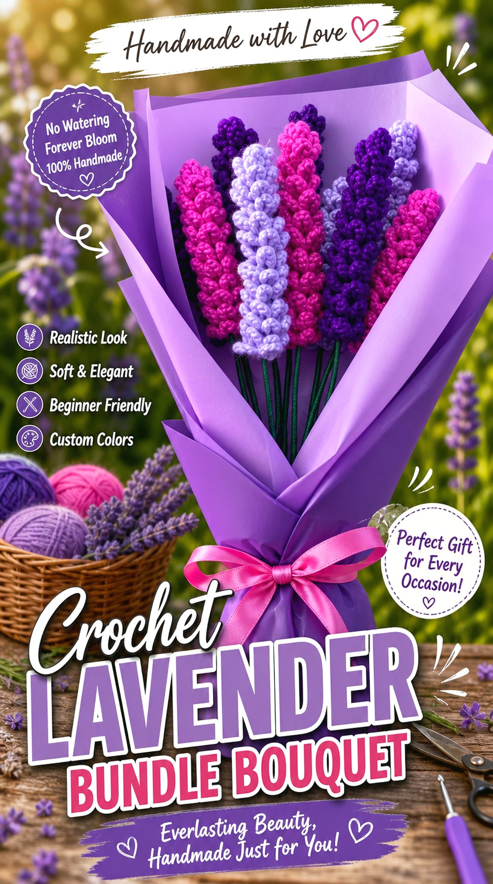 Crochet Lavender Bundle Bouquet