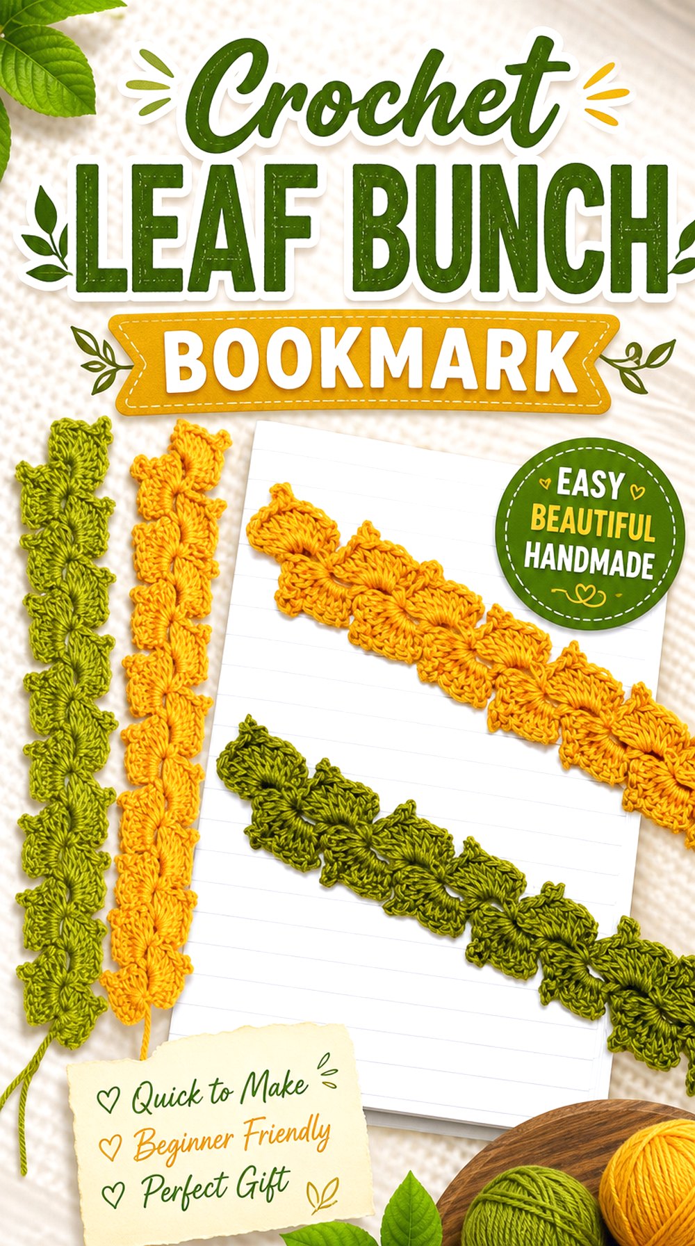 Crochet Leaf Bunch Bookmark